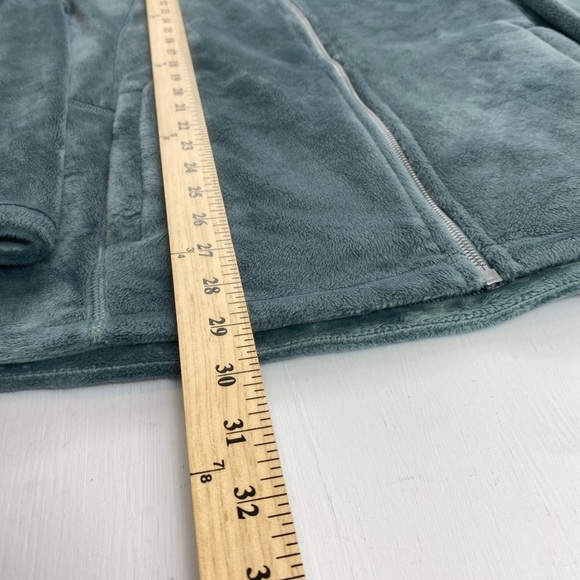 Athleta Recover Stretch Fleece Full Zip Jacket Sage/Gray Pockets Mock Neck Sz LT - Picture 8 of 9